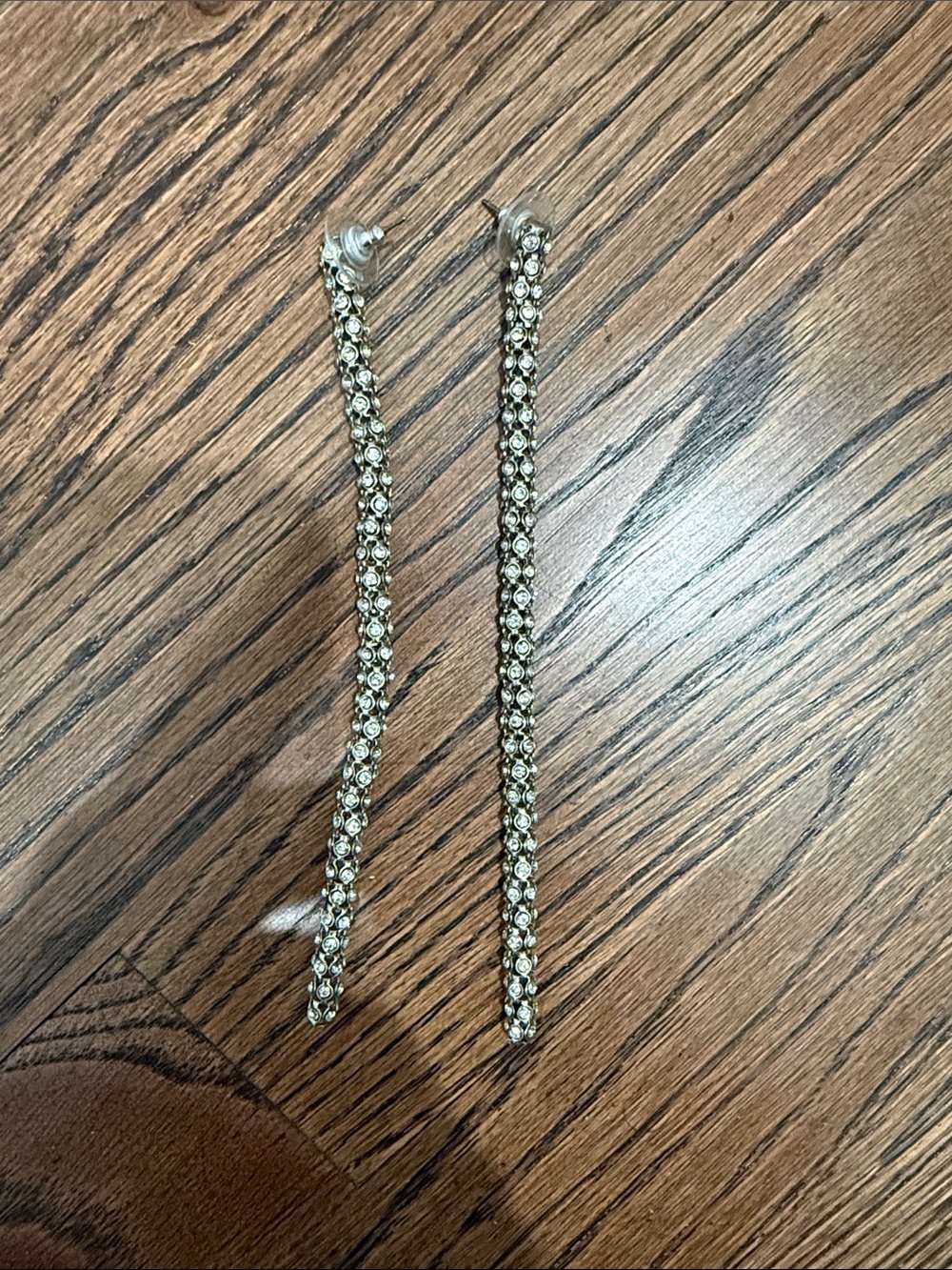 Silver Crystal Drop Chain Earrings - Elegant Long Dangle
